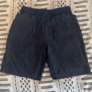 lululemon athletica Navy Blue / Black Heathered Pattern “THE Short” Medium